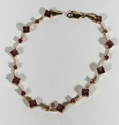 Amethyst and Ruby 14k Gold Link Bracelet - Image 1 of 4