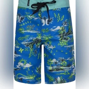 Hurley Big Kids Boys' Blue Board Shorts Swim Trunks Swimwear Size 14 - Picture 1 of 11