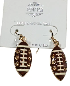 Football Rhinestone Superbowl Party Earrings Jewelry Sports Mom Cheerleader - Picture 1 of 3