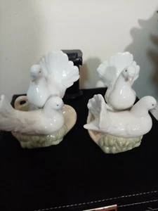 Porcelanas Miquel Requena Valencia Spain, Doves Nesting On Basket x2 - Picture 1 of 6