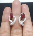 ALLURING NATURAL RUBY WHITE CZ -STERLING 925 SILVER EARRING