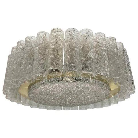 1960s Doria Leuchten 32x Glass Tube Flush Mount Light Fixture #1 Cover