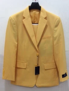  Vittorio St.Angelo Classic Fit,2 Button,Side Vent,Pleated Pants,Yellow Suit NEW - Picture 1 of 7