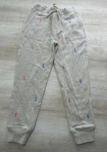 Polo Ralph Lauren Kids Sweatpants Joggers Beige S(7) Drawstring Multi Ponies - Picture 1 of 5