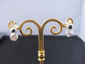 Vintage 925 Sterling Silver Synthetic Quartz Stud Earrings - Picture 1 of 9