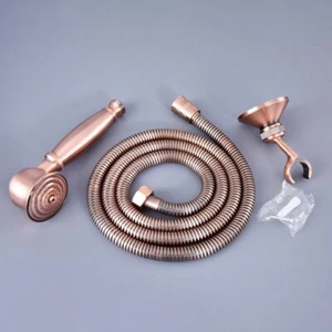 Antiguo cabezal de ducha de mano de cobre rojo con soporte de ducha manguera de 1,5 m - Imagen 1 de 7