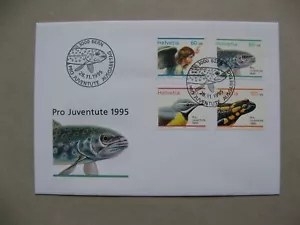 SWITZERLAND, cover FDC 1995, Pro Juventute angel fish trout bird fire salamander - Picture 1 of 1