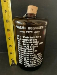 1972 MIAMI DOLPHINS SCHEDULE CORKED GLASS BOTTLE MELTED AND WARPED (AA) 111121 - Picture 1 of 4