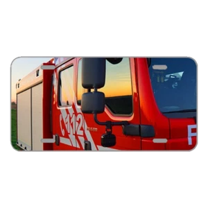 Custom Personalized License Plate With Firefighter Truck View - Picture 1 of 1