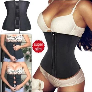 Women Waist Trainer Latex Belt Zipper Body Shaper Slimming Corset Girdle Belt UK - Picture 1 of 29