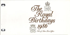 ISLA DE MAN Paquete de Presentación 1986 LOS CUMPLEAÑOS REALES REINA ELIZABETH + PHILIP - Imagen 1 de 1
