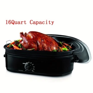 Electric Roaster Oven 16QT Turkey Roaster Oven w/ Self-Basting Lid , Steel Rack - Picture 1 of 8