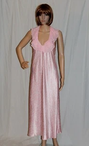 Vintage Oscar de la Renta Dress Slip Night Gown Pink Cheetah Print Ruffle Neck S - Picture 1 of 6