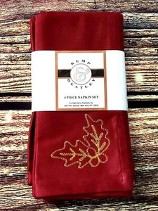 Tovaglioli in tessuto quadrato vintage Kemp & Beatley autunno a tema autunno foglie oro NOS - Foto 1 di 2