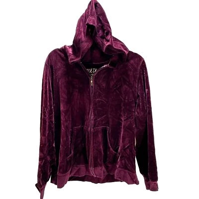 Made For Life Women's Velour Hoodie Jacket Size XL Full Zip Long Sleeve Dark Red - Image 1 of 4