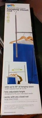 Barra de armario colgante ajustable cromada Honey-Can-Do 35" Foto 1 de 2