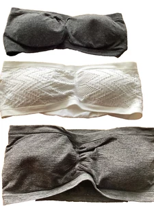 3 NAHTLOSE TRÄGERLOSE BANDEAU-BH-TOPS GRÖSSE L NEU - Bild 1 von 2