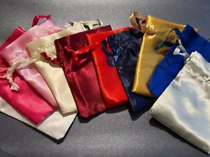 Confezione da 10 sacchetti di raso 3,5"" x 4"" bomboniera festa regalo matrimonio gioielli sacchetto cordini - Foto 1 di 26
