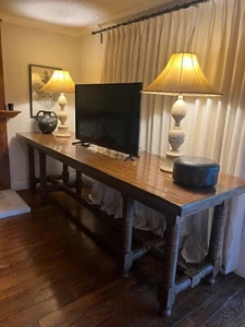 large walnut finish console table by Bausman - Picture 1 of 6