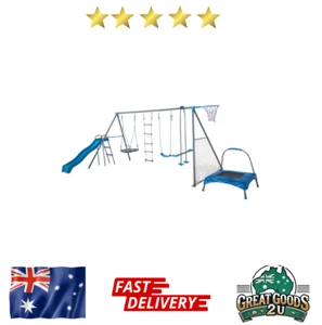 Swing Set 8 Station Kids Outdoor Playground Trampoline Rope Slide FREE SHIPPING - Picture 1 of 9