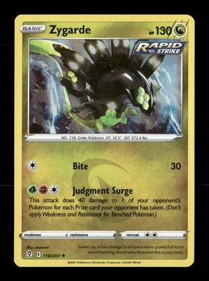 Zygarde Holo Holo Rare SWSH07: Evolving Skies 118/203 NM Pokemon NM - Image 1 of 2