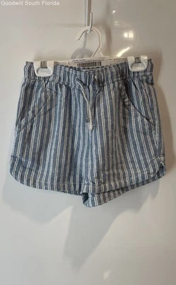 Old Navy Girls White Blue Striped Pockets Drawstring Bermuda Shorts Size M(8) - Image 1 of 4
