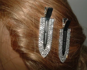 PAAR WEISSE STRASS HAARSPANGEN SPANGEN NEU MIT ETIKETT - Bild 1 von 3