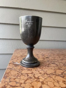 1851 Pferderennen Premium Pokal Pokal McAR Antik Zinn Silberauflage Reitsport - Bild 1 von 13