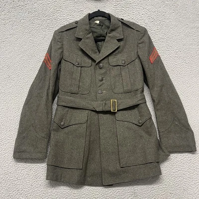 Vtg WW2 US Marines Wool Coat 1944 Vintage Military Uniform Jacket College Hall - Image 1 of 4
