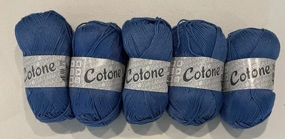 Lana Grossa COTONE Mercerized Cotton Yarn - Blue 11 - 50g Balls Lot Of 5 - Image 1 of 4