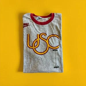 USC Nike Dri-Fit Short Sleeve Shirt Retro Style Logo CU5168-063 Size M NEW - Picture 1 of 12