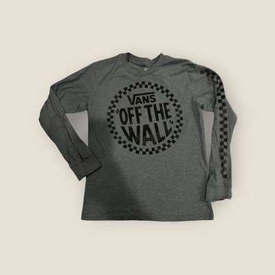 Vans Shirt Youth Boy's Small (8) Gray Long Sleeve Overlay Graphic Tee - Image 1 of 4
