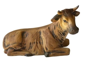 Handbemalte Porzellan Kuh liegend braun Krippe Weihnachten - Bild 1 von 8