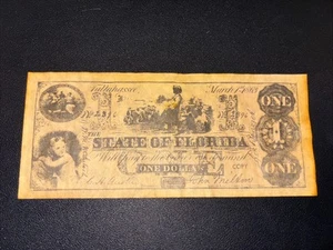 1863 State Of Florida $1 Note, Civil War Era Currency Copy - Picture 1 of 2