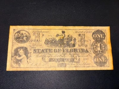 1863  State Of Florida $1 Note, Civil War Era Currency Copy(B2) - Image 1 of 2