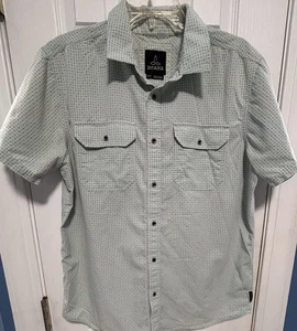 Camicia verde PrAna uomo bottoni outdoor escursionismo tasche manica corta taglia MEDIA - Foto 1 di 8