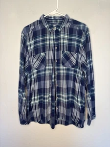Camisa Croft & Barrow Franela Abotonada Manga Larga Azul A Cuadros Talla XL - Imagen 1 de 7
