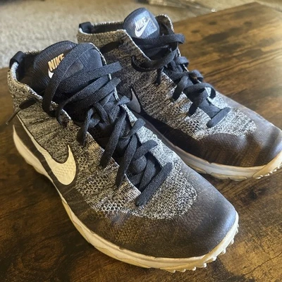 Nike Flyknit Chukka Golf “Oreo” Golf Shoes 819009-001 Black/White/Gray Men Sz 13 - Image 1 of 4