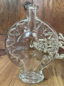 Bottiglia di vetro trasparente vintage viso sole vaso bocciolo mod celeste bottiglia profonda 7" - Foto 1 di 9
