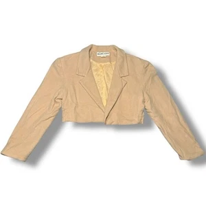 Michael Kors Vintage 100% Cashmere Women's Cropped Jacket 1980s Size S Beige - Picture 1 of 8