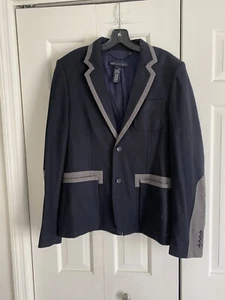 Chaqueta Blazer Marc Jacobs Azul Marino Gris Blanco Borde Para Hombre Pequeña - Imagen 1 de 3
