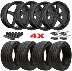 20X9 WHEELS SATIN BLACK ASANTI REGAL 2454020 TIRES SET FITS MERCEDES INFINITI - Picture 1 of 6