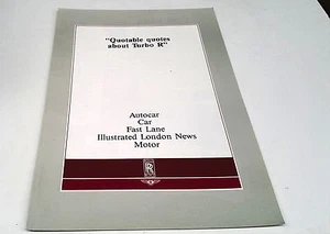 1987? Folleto de ventas de Bentley Turbo R - Imagen 1 de 3