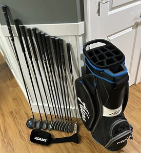 Adams Driver Wood Hybrids Irons R Flex Putter Cart Bag Complete Golf Club Set - Picture 1 of 19
