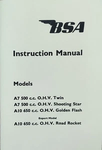 BSA A7 A10 Shooting Star Road Rocket Export Plunger S/Arm Motorcycles Manual - Picture 1 of 5