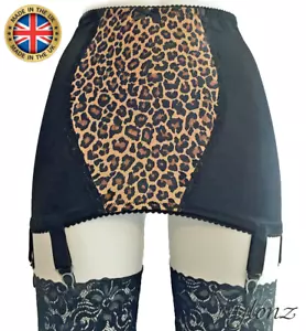 Nylonz Leopard OB 6 Riemen Gürtel schwarz alle Größen (6 Hosenträger) Vintage-Stil - Bild 1 von 3