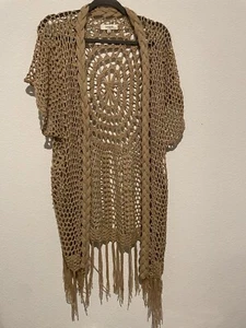 Umgee Beige Cardigan Crochet Knit Women’s Large - Picture 1 of 7