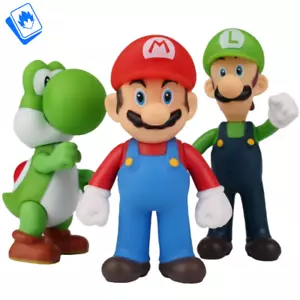 Action Figure Super Mario Mario Luigi Yoshi 3pz 13cm STATUA DA COLLEZIONE Anime - Picture 1 of 7