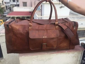 S To XXL Vintage Leather Duffle Travel Overnight Weekend Gym Bag Holdall Luggage - Picture 1 of 7