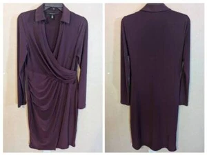 NWOT SZ 8 White House Black Market WHBM Jersey Faux Wrap Midi Dress - Picture 1 of 3